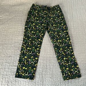 Black straight leg pant with wild flower print.
